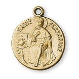 12K Gold Filled Saint Peregrine Medal and 18-inch Chain