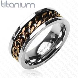 Solid Titanium with IP Coffee Chain Inlay