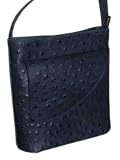 Produkt-Bild: Leder Handtasche - kleine Abendtasche / Umh&auml;ngetasche blau in Strau&szlig;-Pr&auml;gung