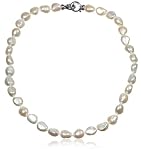 White 9-10mm Baroque Freshwater Cultured Pearl Necklace, 16"