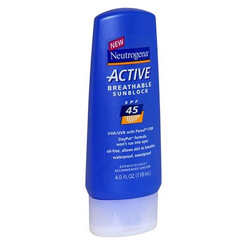 Neutrogena Active Breathable Sunblock, SPF-45, 4-Ounce Bottles (Pack of 2)