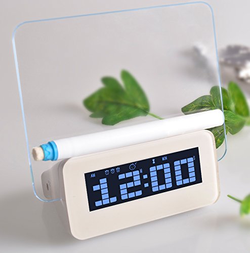 Alarm clock ,Creative USB/Battery Powered LED Blue Light Fluorescent Message Board Morning Clock Digital Calendar kids Desk Clock (Blue Light)
