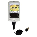 Retractable USB Cable for the Garmin iQue 3200 with Power Hot Sync and Charge capabilities - Gomadic Brand w/ TipExchange Technology