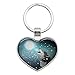 Howling Wolf with Moon and Snow Heart Love Metal Keychain Key Chain Ring