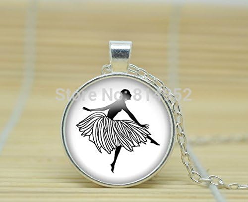 Lawrence Painting Glass Cabochon Necklace Dancer Pendant Vintage Original Cute Silhouette Necklace Victorian Style Engraving Print