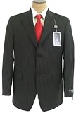 Sean John - Sean John Mens Single Breasted 2 Button Black Pinstripe Wool Suit - Size 40R