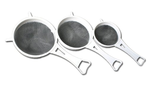 Chef Craft 21551 3-Piece Mesh Strainer Set, White, 3 4 and 5 Inches