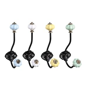 Set of 4 Hooks Metal with Pastel Knobs