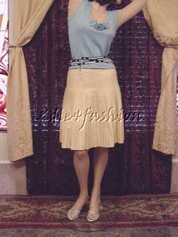$4455 New Authentic CHANEL Lambskin Pleated Tan Skirt 40 / 8