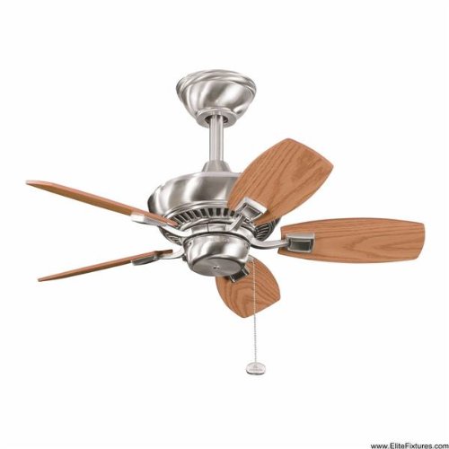 compare cheap prices Kichler Lighting 300103BSS Canfield 30-Inch Ceiling Fan with Medium Oak Blade, Brushed Stainless Steel