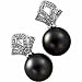 12 mm Tahitian Pearl and 0.20 Ct.T.W. Diamond Earrings in 14Kt. White Gold Earrings. Tahitian Pearl and Diamond Earrings