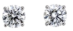 Platinum, Round, Diamond 4-Prong Stud Earrings (1/4 cttw, G-H Color, VS2 Clarity)
