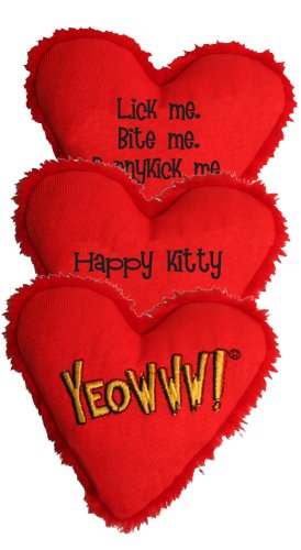 Heart Attack Pack: 3x Yeowww! 100% Organic Catnip Heart Cat Toys
