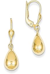 14k Gold Polished Fancy Dangle Leverback Earrings