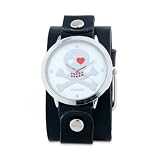 41HXNObqVAL. SL160  Nemesis Womens GB821S Independent Series Black Love Skull Leather Cuff Watch