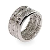 Eve's Addiction Designer Inspired Triple Row CZ Wide Sterling Silver Ring