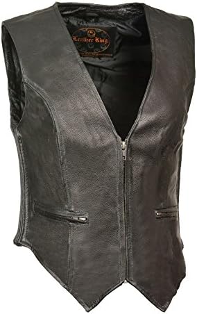 WOMEN'S ZIPPER LEATHER VEST- SIDE STRETCH PANELS FOR A PERFECT FIT