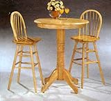 Natural Finish Bar And Swivel Stool Set
