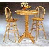Natural Finish Bar And Swivel Stool Set by