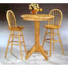 Natural Finish Bar And Swivel Stool Set by 