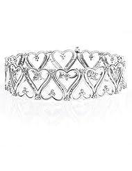 14k White Gold Diamond Heart Bracelet 27.7g (2Cttw, VS Clarity, F Color)