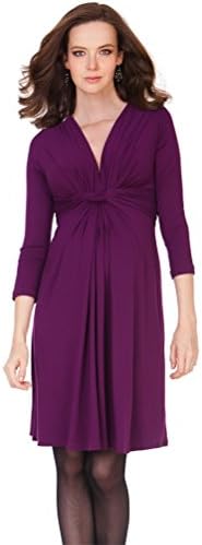 DEAYOKA Nursing Knot Front Maternity Dress, Wear Before/During/After Pregnancy Purple L