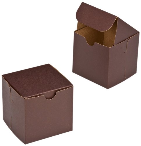Dress My Cupcake Square Cupcake Box with Lid and Single Skinny Mini Holder, Chocolate Brown, Set of 100