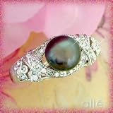 14K Black Cultured Pearl & Diamond Braided Ring
