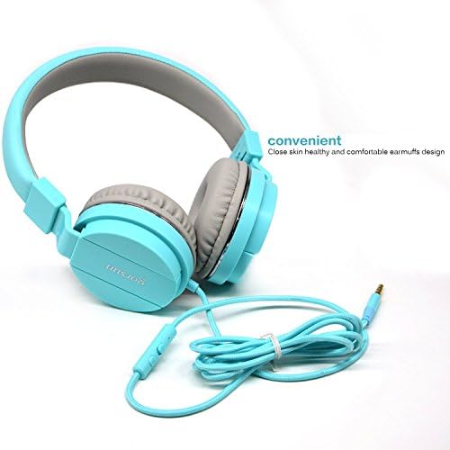 Bluelark(TM) Fashionable Voice-access Headphone Headset Flow Music Gaming Earphone Foldable for Kids or Adults Easy Storage with Detachable 3.5 mm Audio Cable Including In-line Microphone and Controls Over Ear Earphones Headphones Compatible with MP3/MP4 Player, PC, Cell Phones - Top Stereo Sounds- Portable for Indoor &amp; Outdoor (Blue)