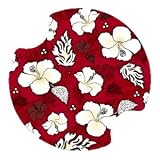 Red & White Hibiscus Carsters - Coasters for Your Car