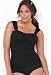 Avenue Plus Size Wide Strap Swim Top with Control, Black 18