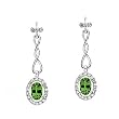 14K White Gold Emerald and Diamond Earrings