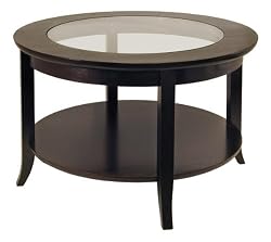 Winsome 92219 Genoa Coffee Table with Glass Inset Top, Dark Espresso