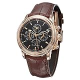 Blancpain 2685F-3630-53B Leman Black Dial Leather Crocodile Mens Automatic Perpetual Calendar Watch