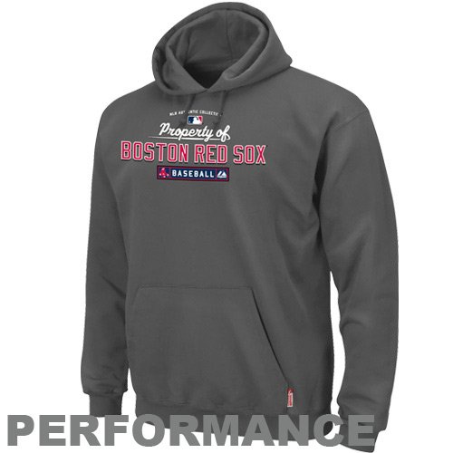 MLB Men's Boston Red Sox Property Of Long Sleeve Hooded Fleece Pullover (Pro Granite, XX-Large)