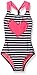 Freestyle Girls' Big Girls' Sailor Heart One Piece Swimsuit, Black, 10