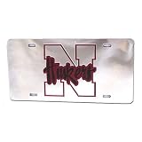 Nebraska Cornhuskers Silver Mirror Tag License Plate