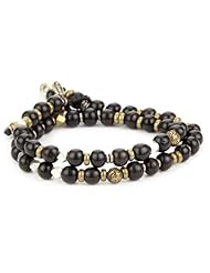 M.Cohen Handmade Designs Double Wrap Onyx Bead with Sterling Silver Accent Bracelet