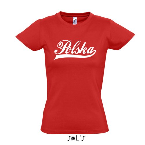 Damen T-Shirt – Polen Oldschool Polska LÄNDERSHIRT EM / WM FAN Trikot S-XXL , red – weiß , L
