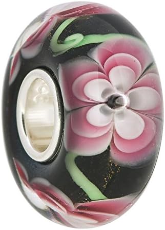 Floral Flower Glass Sterling Silver Beads Charms Fit Pandora Charms