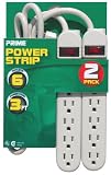 Prime PB00100X2 Six-Outlet Power Strip with 3-Foot Cord, 2-Pack
