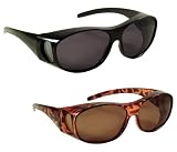 Sun Shield Fit Over Sunglasses with Polarized Lenses - Fits Over Prescription Glasses (Tortoise Frame / Brown Lens)