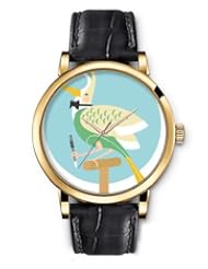 SPRAWL Aanalog Fashion Series Gold Ladies Watches of Genuine Black Leather Strap,Unique Wrist Watch for Women Girls Designed with Bird colorful elegant
