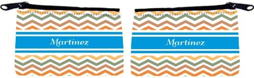 Rikki KnightTM "Martínez" Blue Chevron Name Messenger Bag - - Shoulder Bag - School Bag for School or Work - With Matching coin Purse