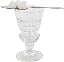 Green Devil Absinthe Glass and Absinthe Spoon Barware Set