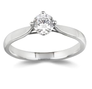 Engagement Ring, Platinum H/SI Round Brilliant Certified Diamond Ring, 0.5ct Diamond Weight
