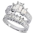14K White Gold Emerald & Princess Cut Diamond Matching Bridal Set (2.45ct.tw, HI Color, SI2-3 Clarity)
