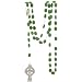 Celtic Rosary - Silver Toned Irish Celtic Cross with Green Glass Shamrock Beads and St. Patrick Insert Card