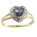 10k Yellow 6 mm Heart Mystic Topaz and Diamond Ring - Size 7.0
