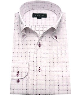 ozie メンズ・ドレスシャツ・ワイシャツ バックダーツ入り細身・スキッパー・イタリアンカラー・ボタンダウン〔00000283〕